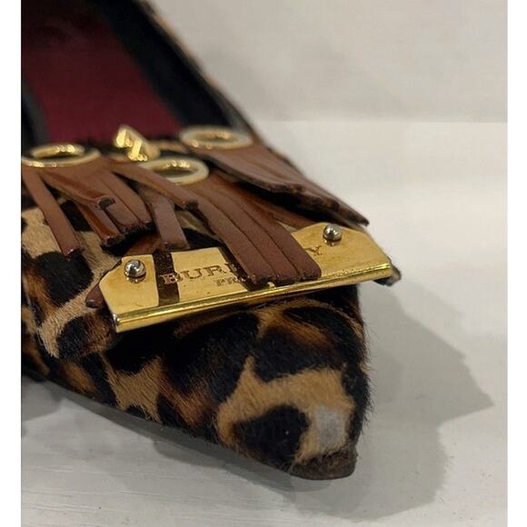 BURBERRY Animal Fur Gold/Leather Toe Tassel Accent EU 38/US 7.5-8 - Picture 5 of 11
